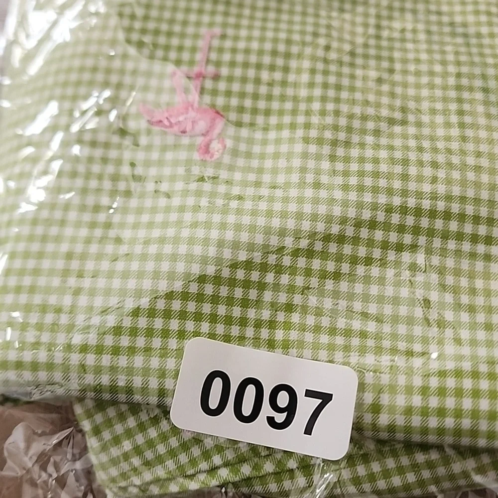 J Crew size 4 bandeau top green gingham pink flamingo embroidery
